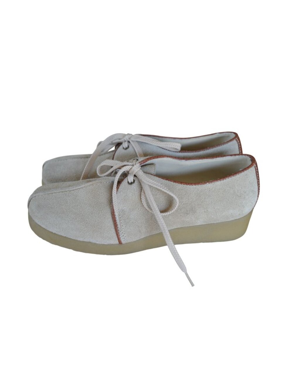 Vintage Restricted Gum Sole Lace Up Shoes Beige Suede Leather Women's Size 8